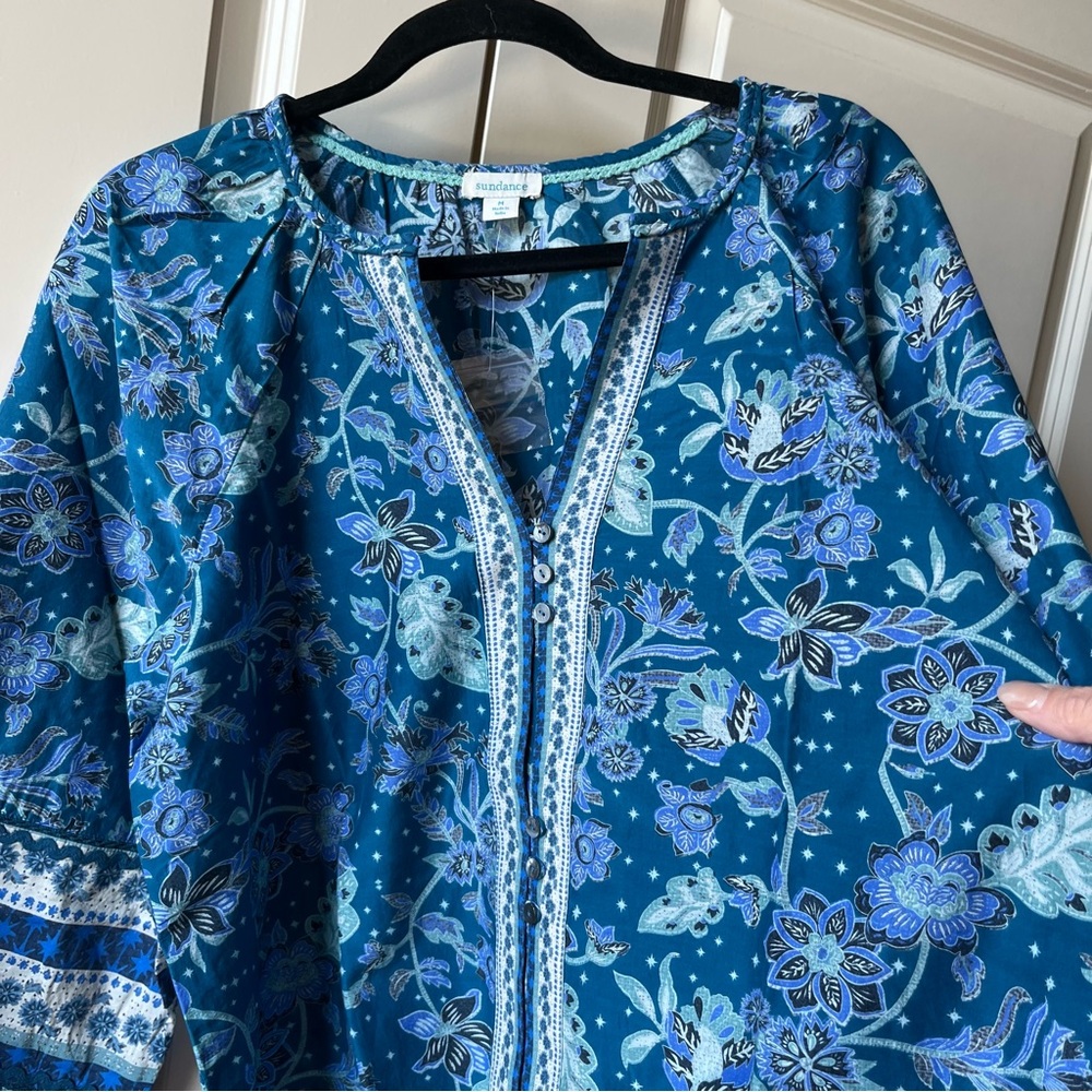 NWT Sundance Arvilla Blue Top Blouse Size Medium - Picture 5 of 8
